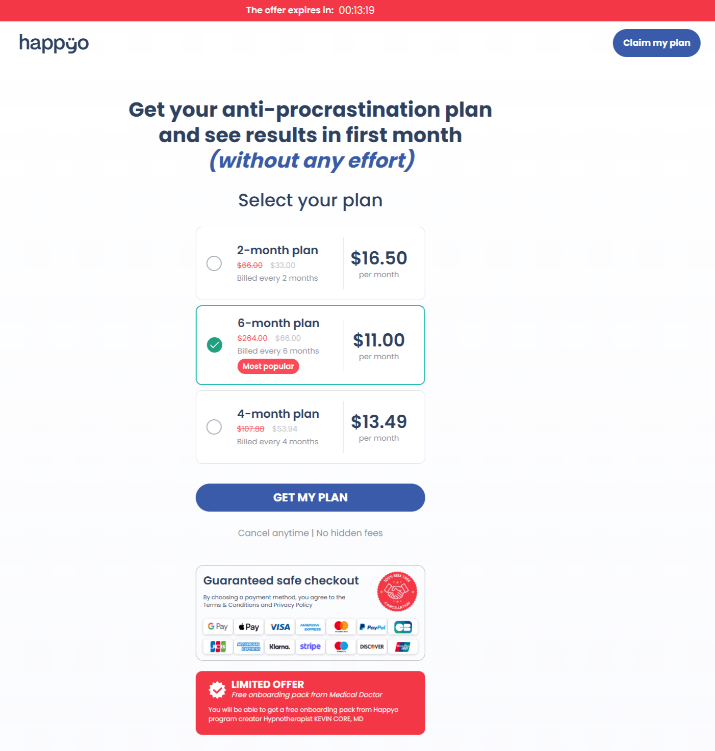 Happyo checkout page